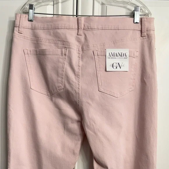 NWT Womens Sz 16P Gloria Vanderbilt Amanda  High Rise Straight Leg Pink Jeans - Picture 9 of 11